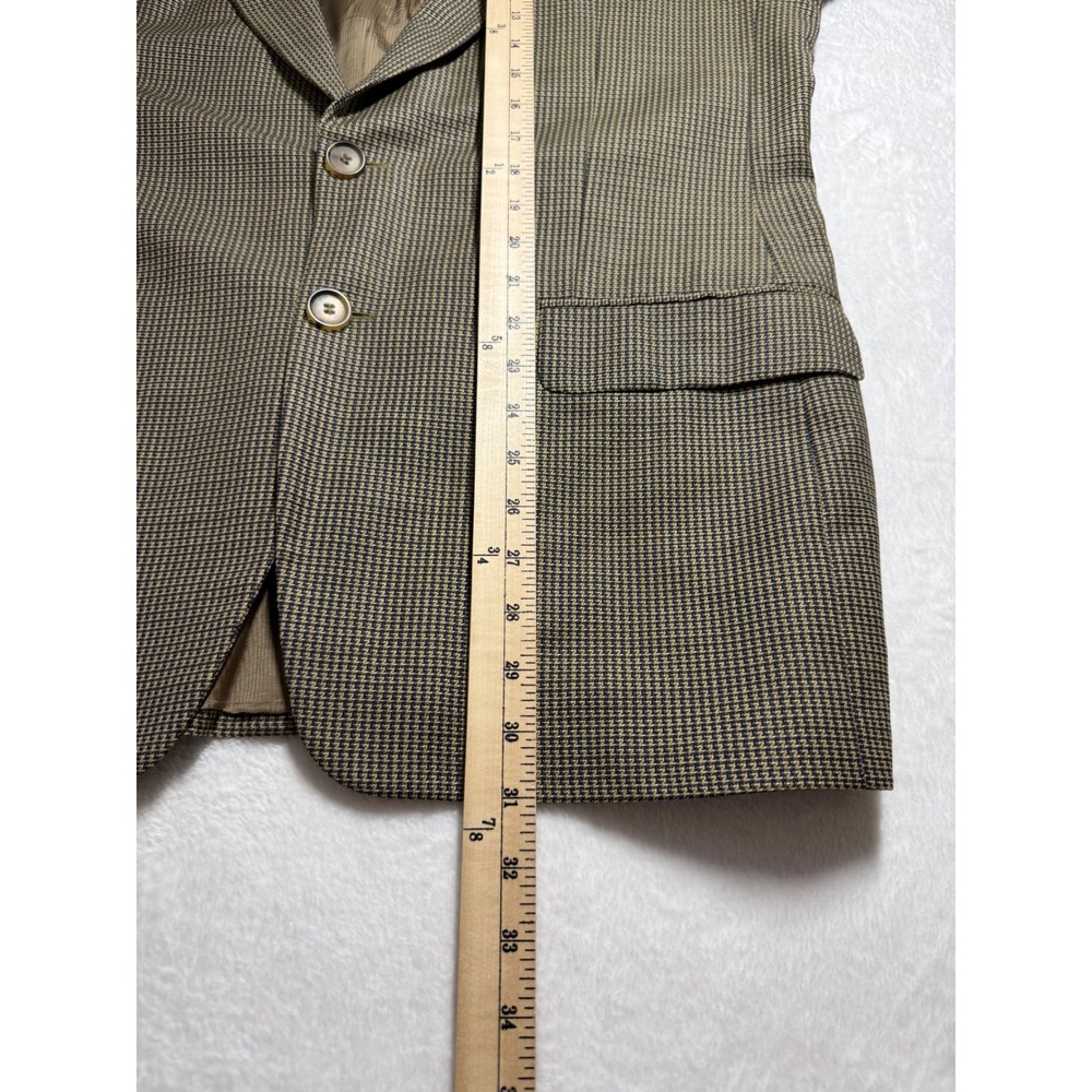 Ermenegildo Zegna Soft Mens Brown Navy Houndstooth Wool Blazer Sport Coat 50 40R - Picture 8 of 9